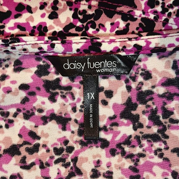 ❄️ 1X | Daisy Fuentes | Speckled Short Sleeved Ruched V-Neck Blouse - Picture 4 of 6